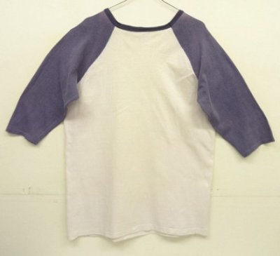 画像4: 70'S VELVA SHEEN "HNCC" 染み込みプリント シングルステッチ ベースボールTシャツ ホワイト/ネイビー USA製 (VINTAGE)