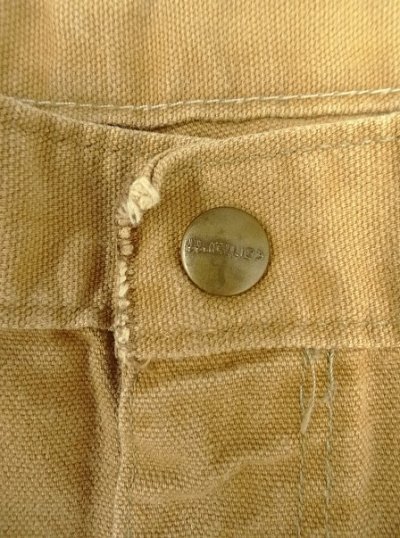 画像3: 70'S CARHARTT プリントタグ トップスナップボタン ダック/ナイロン ペインターパンツ ブラウン 42TALONジップ USA製 (VINTAGE)