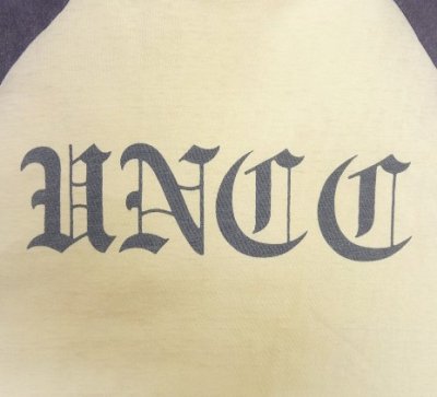 画像3: 70'S VELVA SHEEN "HNCC" 染み込みプリント シングルステッチ ベースボールTシャツ ホワイト/ネイビー USA製 (VINTAGE)