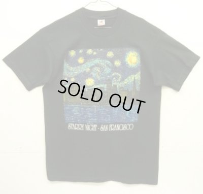 画像1: 90'S VINCENT VAN GOGH "STARRY NIGHT - SAN FRANCISCO" シングルステッチ 半袖 Tシャツ ブラック USA製 (MINT CONDITION)