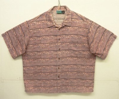画像1: 90'S PATAGONIA "ヤシの木タグ" コットン 半袖 オープンカラーシャツ 総柄 (VINTAGE)