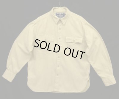 画像1: 90'S RALPH LAUREN "POLO SPORT" ステンシル マチ付き 長袖 ワークシャツ ベージュ (VINTAGE)