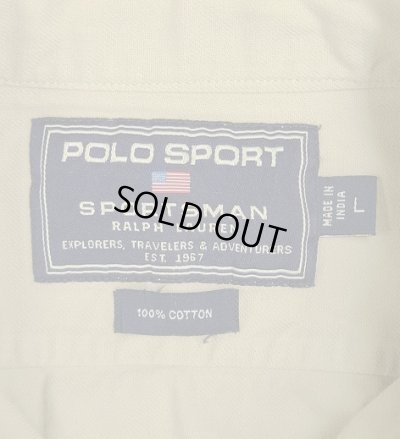 画像2: 90'S RALPH LAUREN "POLO SPORT" ステンシル マチ付き 長袖 ワークシャツ ベージュ (VINTAGE)