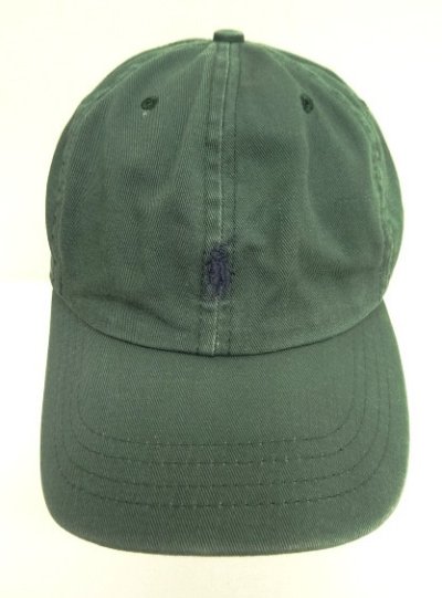 画像2: 90'S RALPH LAUREN ロゴ刺繍 ベースボールキャップ グリーン USA製 (VINTAGE)