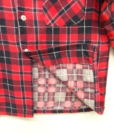 画像3: 60'S PENNEY'S 三角タグ プリントフランネル オープンカラーシャツ チェック柄 (VINTAGE)