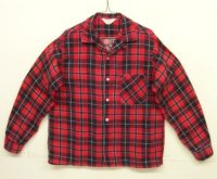 60'S PENNEY'S 三角タグ プリントフランネル オープンカラーシャツ チェック柄 (VINTAGE)