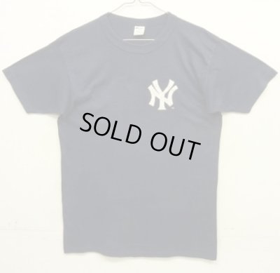 画像1: 80'S CHAMPION "NEW YORK YANKEES"トリコタグ シングルステッチ 半袖 Tシャツ ネイビー USA製 (VINTAGE)