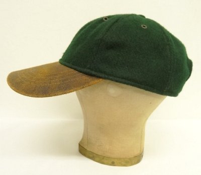 画像3: 90'S LANDS' END 6パネル レザー/ウール ベースボールキャップ グリーン/ブラウン USA製 (VINTAGE)