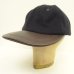 画像1: 90'S UNKNOWN 6パネル レザー/ウール ベースボールキャップ ネイビー/ブラウン USA製 (VINTAGE) (1)