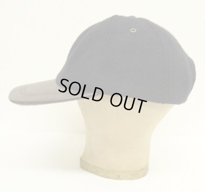 画像3: 90'S UNKNOWN 6パネル レザー/ウール ベースボールキャップ ネイビー/ブラウン USA製 (VINTAGE)