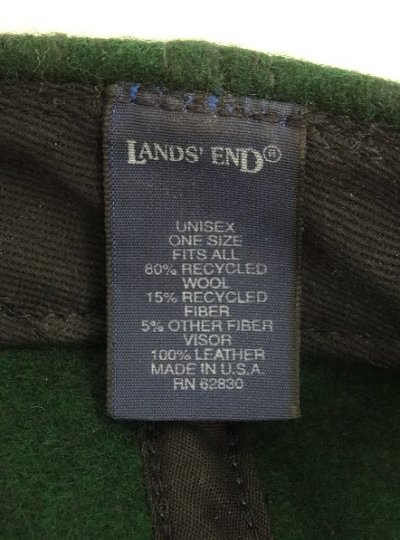 画像6: 90'S LANDS' END 6パネル レザー/ウール ベースボールキャップ グリーン/ブラウン USA製 (VINTAGE)