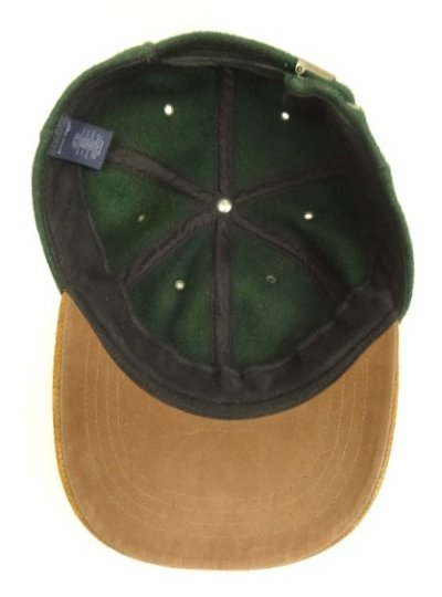 画像5: 90'S LANDS' END 6パネル レザー/ウール ベースボールキャップ グリーン/ブラウン USA製 (VINTAGE)