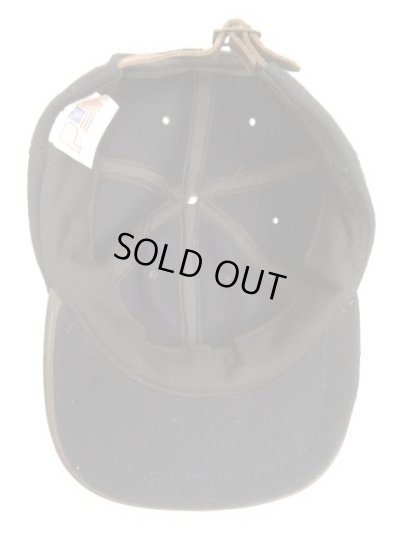 画像5: 90'S UNKNOWN 6パネル レザー/ウール ベースボールキャップ ネイビー/ブラウン USA製 (VINTAGE)