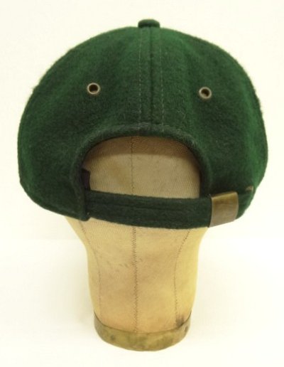 画像4: 90'S LANDS' END 6パネル レザー/ウール ベースボールキャップ グリーン/ブラウン USA製 (VINTAGE)