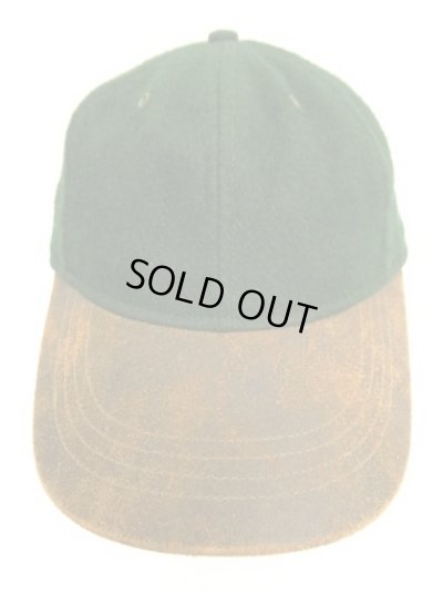 画像2: 90'S LANDS' END 6パネル レザー/ウール ベースボールキャップ グリーン/ブラウン USA製 (VINTAGE)