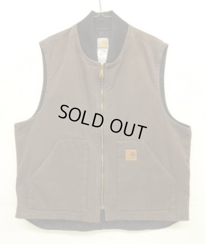 画像1: 11'S CARHARTT 裏地キルティング ダックベスト ダークブラウン メキシコ製 (VINTAGE)
