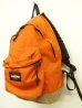 画像2: 90'S EASTPAK 旧タグ ボトムレザー ナイロン バックパック オレンジ USA製 (VINTAGE) (2)
