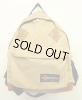 70'S EASTPAK "NEWSタグ" ボトムレザー ナイロン バックパック ベージュ USA製 (VINTAGE)