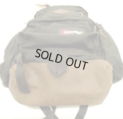 画像6: 80'S EASTPAK 旧タグ 両サイド収納付き ボトムレザー ナイロン バックパック ブラック USA製 (VINTAGE)
