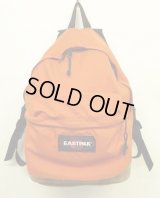 90'S EASTPAK 旧タグ ボトムレザー ナイロン バックパック オレンジ USA製 (VINTAGE)