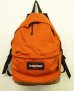 画像1: 90'S EASTPAK 旧タグ ボトムレザー ナイロン バックパック オレンジ USA製 (VINTAGE) (1)