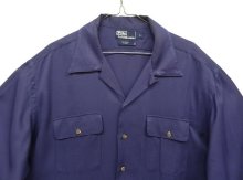 他の写真1: 90'S RALPH LAUREN レーヨン/ウール 長袖 オープンカラーシャツ ネイビー (VINTAGE)