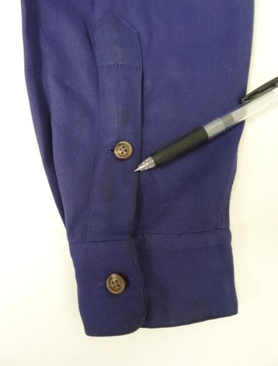 画像4: 90'S RALPH LAUREN レーヨン/ウール 長袖 オープンカラーシャツ ネイビー (VINTAGE)