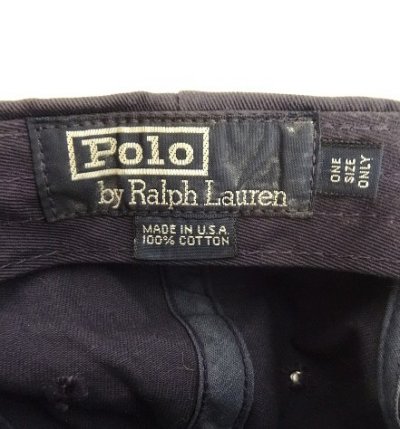 画像6: 90'S RALPH LAUREN クレストロゴ ベースボールキャップ ネイビー USA製 (VINTAGE)