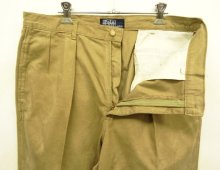 他の写真1: 90'S RALPH LAUREN ツープリーツ モールスキンパンツ 42TALONジップ タン USA製 (VINTAGE)
