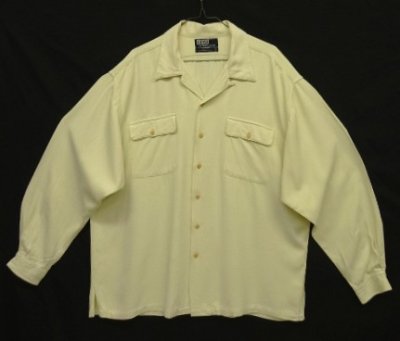 画像1: 90'S RALPH LAUREN レーヨン 長袖 オープンカラーシャツ オフホワイト USA製 (VINTAGE)
