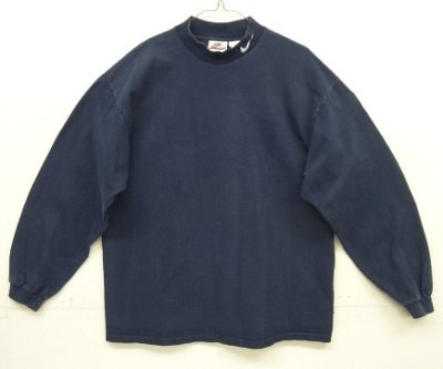 画像1: 90'S NIKE 白タグ モックネック 長袖 Tシャツ ネイビー USA製 (VINTAGE)