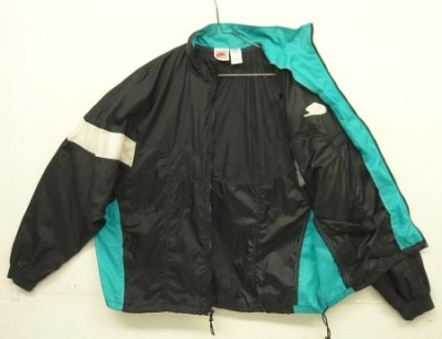 画像3: 90'S NIKE 銀タグ 裏地付き ナイロンジャケット ブラック/ホワイト/ターコイズ (VINTAGE)