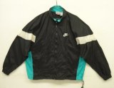 90'S NIKE 銀タグ 裏地付き ナイロンジャケット ブラック/ホワイト/ターコイズ (VINTAGE)