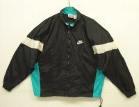 90'S NIKE 銀タグ 裏地付き ナイロンジャケット ブラック/ホワイト/ターコイズ (VINTAGE)