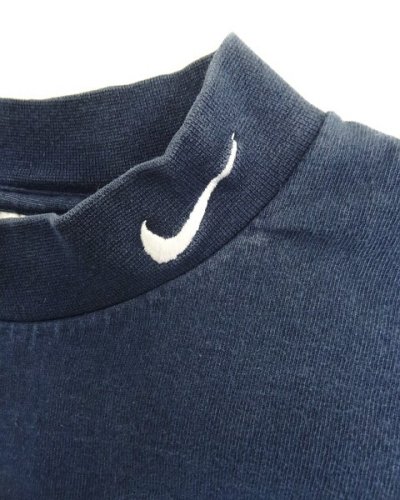 画像3: 90'S NIKE 白タグ モックネック 長袖 Tシャツ ネイビー USA製 (VINTAGE)