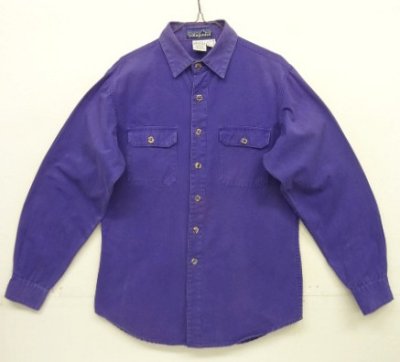 画像1: 80'S PATAGONIA Rマークデカタグ キャンバス 長袖 ワークシャツ パープル 香港製 (VINTAGE)