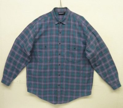 画像1: 80~90'S PATAGONIA 旧タグ コットン 長袖シャツ チェック柄 ポルトガル製 (VINTAGE)
