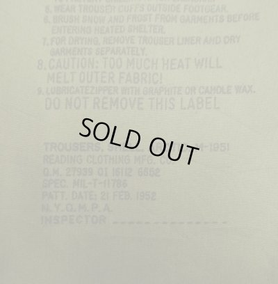 画像4: 50'S アメリカ軍 US ARMY M-51 アークティックシェルパンツ TALONアルミジップ M-R (DEADSTOCK)