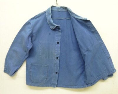 画像2: 60'S フレンチワーク ワークジャケット カバーオール ライトブルー (VINTAGE)