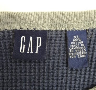 画像2: 90'S GAP 旧タグ サーマル 長袖 Tシャツ ネイビー/グレートリム (VINTAGE)