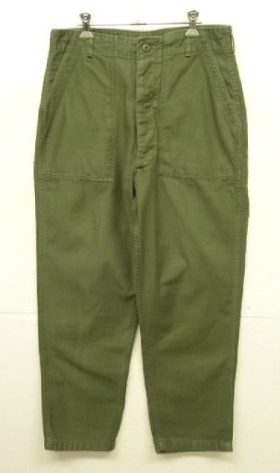 画像1: 70'S アメリカ軍 US ARMY "OG107" コットンサテン ベイカーパンツ W34L31 (VINTAGE)