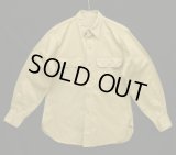 40'S アメリカ軍 US ARMY "STAND UP COLLAR" マチ付き 長袖 チノシャツ ベージュ (VINTAGE)