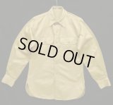 50'S アメリカ軍 US ARMY "STAND UP COLLAR" マチ付き 長袖 チノシャツ ベージュ (VINTAGE)