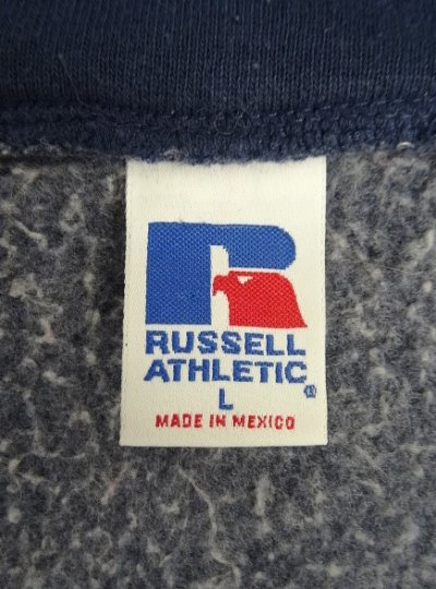 画像2: 90'S RUSSELL ATHLETIC フルジップ スタンドカラー スウェットシャツ ヘザーネイビー メキシコ製 (VINTAGE)