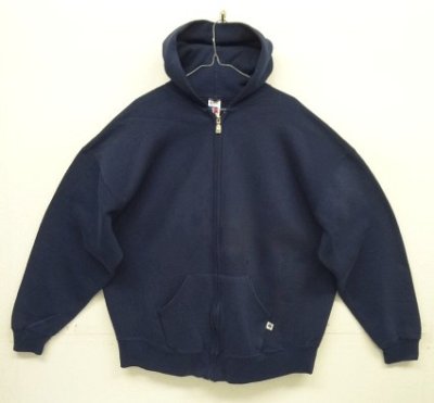 画像1: 90'S RUSSELL ATHLETIC フルジップ スウェットパーカー ネイビー メキシコ製 (VINTAGE)