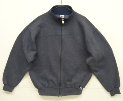 画像1: 90'S RUSSELL ATHLETIC フルジップ スタンドカラー スウェットシャツ ヘザーネイビー メキシコ製 (VINTAGE)