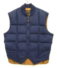 90'S EDDIE BAUER "DOWNLIGHT VEST" 黒タグ グースダウン スクエアキルト ダウンベスト ネイビー (VINTAGE)