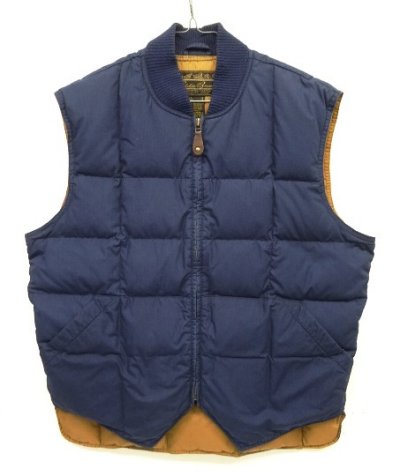 画像1: 90'S EDDIE BAUER "DOWNLIGHT VEST" 黒タグ グースダウン スクエアキルト ダウンベスト ネイビー (VINTAGE)