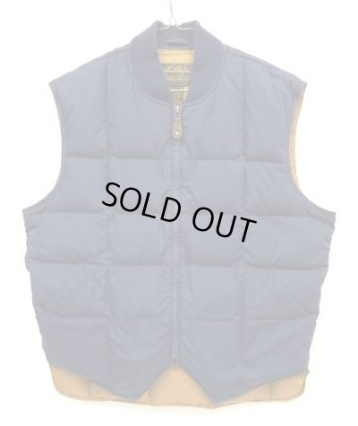 画像1: 90'S EDDIE BAUER "DOWNLIGHT VEST" 黒タグ グースダウン スクエアキルト ダウンベスト ネイビー (VINTAGE)
