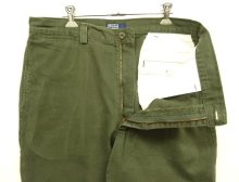 他の写真1: 90'S RALPH LAUREN "ボックスロゴ" ノープリーツ チノパンツ オリーブ W34L30 USA製 (VINTAGE)